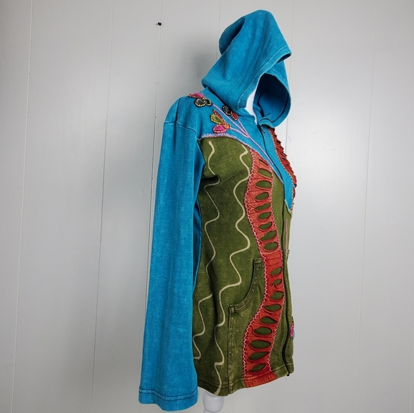 Hippie festival zip front hooded jacket - Picture 7 of 12